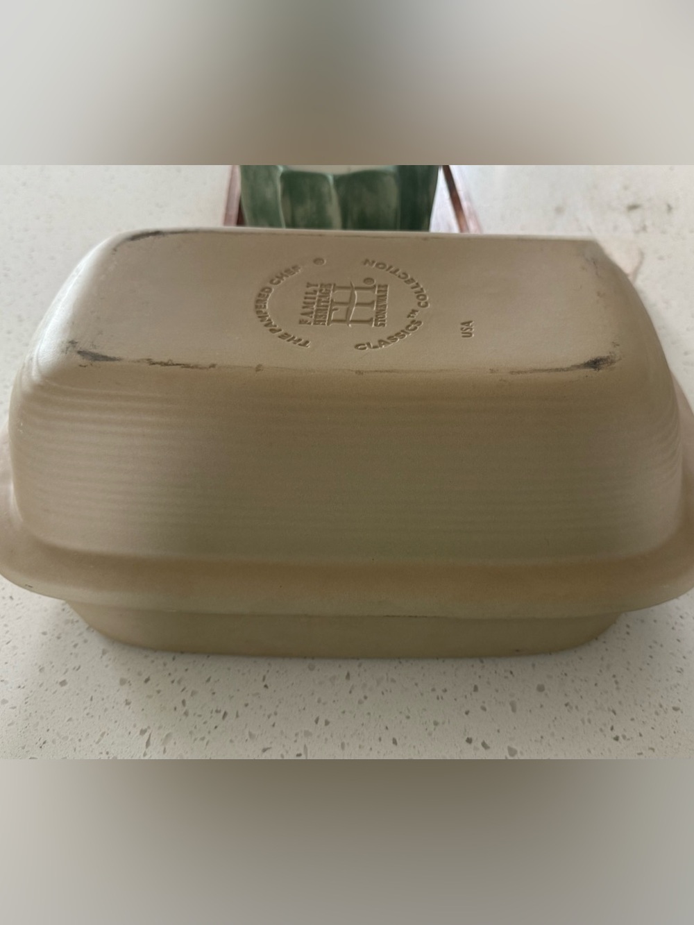 PAMPERED CHEF Family Heritage Stoneware Roaster Baker Rectangular Lid Bake